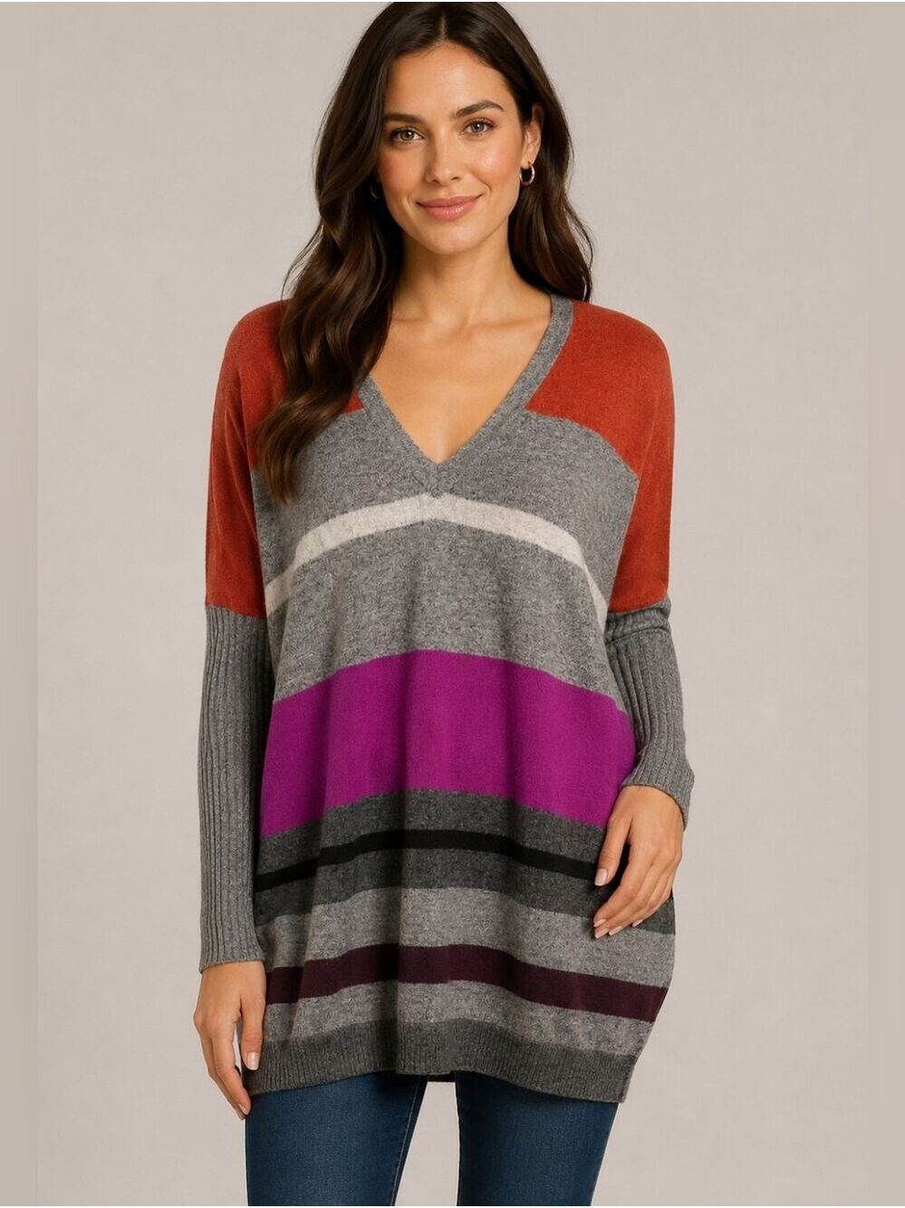 Autumn Cashmere Striped Sweater, Size S